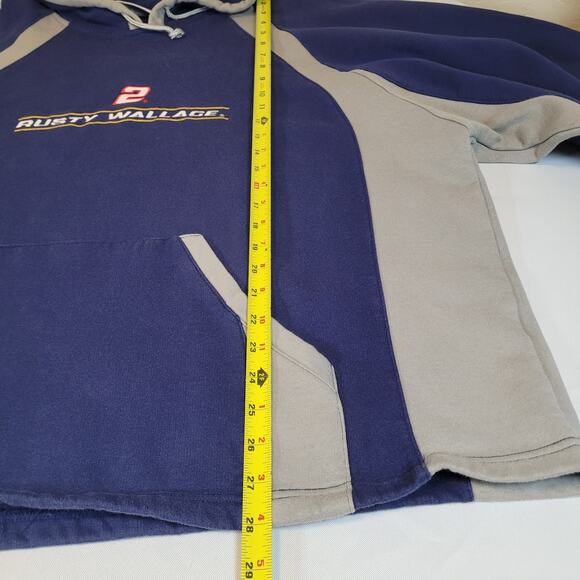 VINTAGE Rusty Wallace PIT Hoodie MILLER LITE #2 CAR Racing Chase Authen Size 2XL - Picture 11 of 11